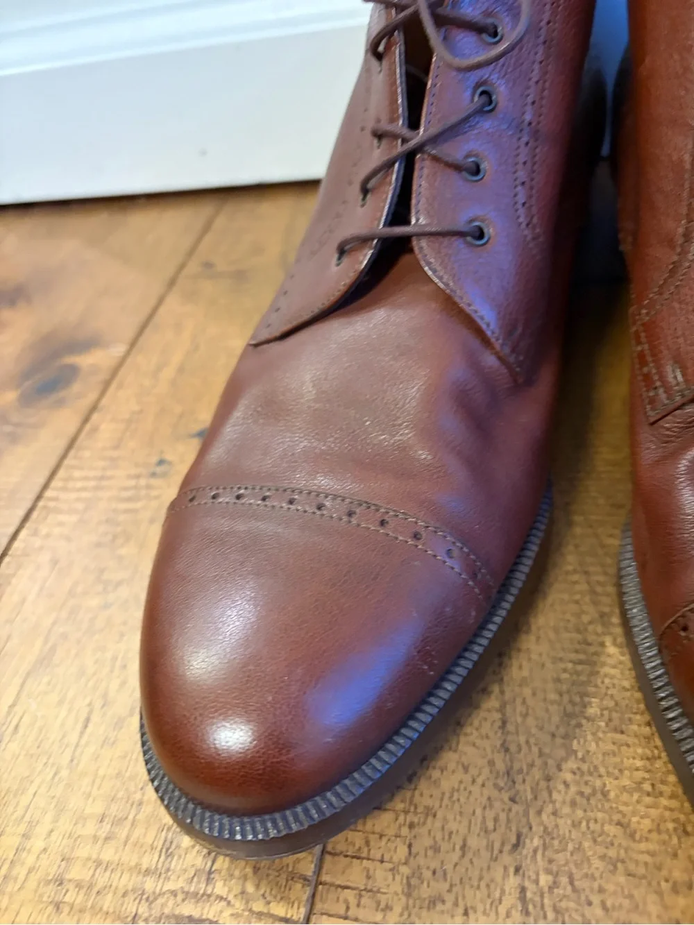 Vintage Salvatore Ferragamo Pebble Grain Leather Cap Toe Dress Boots Italy Sz 10